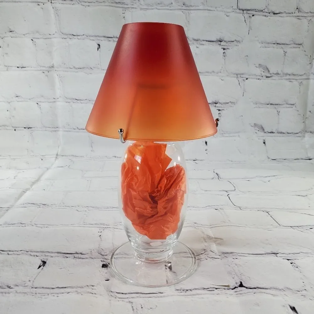 🩵PartyLite Vibrant Orange Candle Holder 3 Piece Set